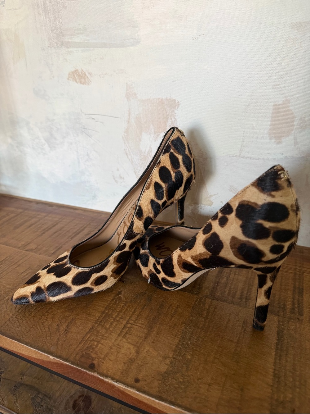 Sam Edelman Leopard Print Calf Hair Pointed Toe Pumps Size 7 - Picture 2 of 7